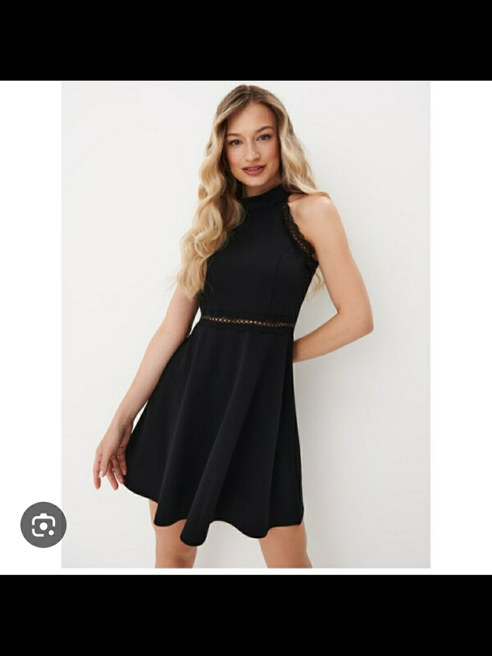 Women's Black High-Neck Fit & Flare Dress